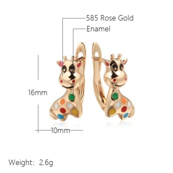 Rose Gold Plated Giraffe Ear Stud Earrings - Picture 4 of 7